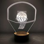 By-Lamp 3 Boyutlu Basket Potası Led Gece Lambası Ahşap Taban