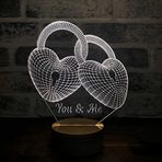 By-Lamp 3 Boyutlu Kalp Anahtarı Hediye Led Lamba Ahşap Taban