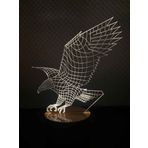By-Lamp 3 Boyutlu Kartal Led Masa Lambası Ahşap Taban