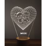 By-Lamp 3 Boyutlu Koala Panda Led Lamba Ahşap Taban