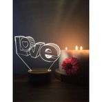 By-Lamp 3 Boyutlu Love Led Masa Lambası Ahşap Taban