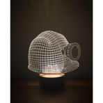 By-Lamp 3 Boyutlu Madenci Bareti Led Lamba Ahşap Taban