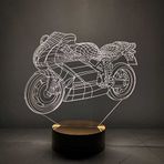 By-Lamp 3 Boyutlu Motorsiklet Led Lamba Ahşap Taban