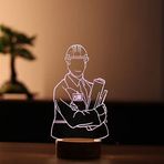By-Lamp 3 Boyutlu Mühendis Led Masa Lambası Ahşap Taban