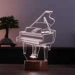 By-Lamp 3 Boyutlu Piyano Led Lamba Ahşap Taban