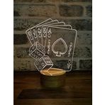 By-Lamp 3 Boyutlu Poker Led Lamba Ahşap Taban