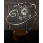 By-Lamp 3 Boyutlu Retro Telefon Led Lamba Ahşap Taban
