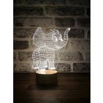 By-Lamp 3 Boyutlu Sevimli Fil Led Lamba Ahşap Taban