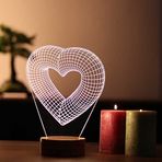 By-Lamp 3 Boyutlu Tek Kalpli Led Lamba Ahşap Taban