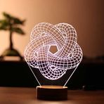 By-Lamp 3 Boyutlu Torus Spiral Led Lamba Ahşap Taban