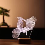 By-Lamp 3 Boyutlu Vespa Led Gece Lambası Ahşap Taban