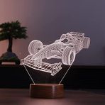 By-Lamp 3 Boyutlu Yarış Arabası Led Lamba Ahşap Taban