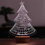 By-Lamp 3 Boyutlu Yılbaşı Ağacı Led Masa Lambası Ahşap Taban