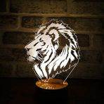 By-Lamp 3D Aslan Portre Led Masa Lambası Ahşap Taban