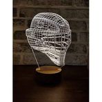 By-Lamp 3D Buz Hokeyi Kaskı Led Gece Lambası Ahşap Taban