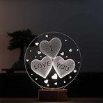 By-Lamp 3D I Love You Led Masa Lambası Ahşap Taban