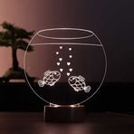 By-Lamp Akvaryum Aşkı Led Masa Lambası Ahşap Taban