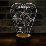 By-Lamp Aşık Çift Hediye Led Lamba Ahşap Taban