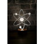 By-Lamp Atom Figürlü Dekoratif Hediye Led Masa Lambası | 7 Işık Rengi | Ahşap Taban
