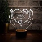 By-Lamp Kalpli I Love You Led Lamba Ahşap Taban