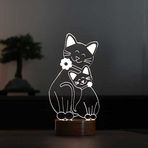 By-Lamp Kedi Ailesi Led Masa Lambası Ahşap Taban