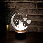 By-Lamp Kediler ve Aşk Led Masa Lambası Ahşap Taban