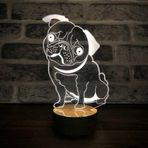 By-Lamp Pug Köpek Lamba Ahşap Taban
