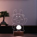 By-Lamp Sevimli Geyik Led Masa Lambası Ahşap Taban