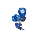 By Leon 1982 Blade Training Boks Kick Boks ve Muay Thai Eldiveni + Bandaj Seti 3,5 Mt - Mavi - 10 oz