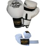 By Leon 1982 Leon Blade Boks, Kick Boks ve Muay Thai Eldiveni+Bandaj - 10 oz - Beyaz