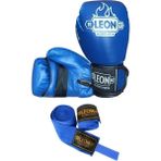 By Leon 1982 Leon Blade Boks, Kick Boks ve Muay Thai Eldiveni+Bandaj - Mavi - 10 oz