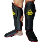 By Leon BYL6100 Solid Siyah Muay Thai ve Kick Boks Ayak ve Kaval Koruyucu