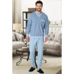 By Mecit Pijama Mecit 2766 Mavi Büyük Beden Erkek Pijama Takımı - 5XL