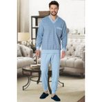 By Mecit Pijama Mecit 2766 Mavi Büyük Beden Erkek Pijama Takımı - XL