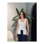 By Merve Darende Peplum Detaylı Puantiyeli Bluz