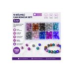 By MO Accessories 10 Bölmeli Mini Kutuda 8 mm 150 Adet Cam Boncuk Seti Kendin Yap Takı Kolye Bileklik