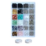 By MO Accessories Kırık Doğal Taş Ve Aparat Kutusu Seti Bileklik Kolye Boncukla Takı Yapma Seti Halhal Küpe