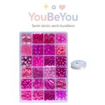 By MO Accessories YENİ SEZON FUŞYA Çocuk Hobi Boncuk Takı Yapma Hobi Boncuk Seti - Renkli Boncuk Bileklik Takı Yapımı
