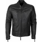 By Motto Express Biker Erkek Motorcu Hakiki Deri Ceket / Yazlık Form; Perforeli Deri Ana Bölümler - Siyah - Standart