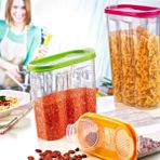 By Nevser® 2 Kapaklı Ölçekli Erzak Kuru Gıda Saklama Kutusu Kabı - 1,7 Litre - SA935 - std - Çok Renkli