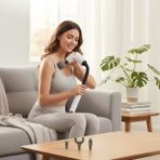 By Nevser® 4 Farklı Başlıklı Uzun Saplı Derin Doku Masaj Tabancası, Boyun, Omuz ve Sırt Için Ergonomik Saplı Çoklu Masaj Modlu Taşınabilir Masaj Aleti - Renkli