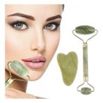 By Nevser® Çift Taraflı 2li Cilt Yüz Masaj Aleti Jade Roller Yeşim Taşı Seti