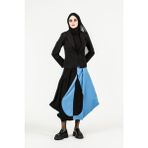 By Özlem Yazan Geometrik Kesim Dokuma Uzun Kadın Etek - Siyah