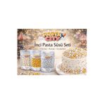 By Paster Pasta City Yenilebilir Pasta Süsü 3’lü Set Altın Gümüş Şeker İnci Dekor Cupcake Pasta Süsü
