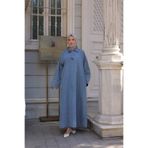 By Pommes Life Kadın Oversize Kolu Bol Kesim Denim Tesettür Elbise