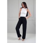 By Saygı Kadın Beli Lastikli Cepli Çilek Bol Paça Pantolon - Siyah - XL