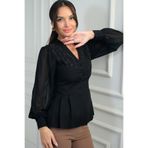 By Saygı Kadın Omzu Taş İşleme Detaylı Kolları Ve Eteği Şifon Tasarım Bluz