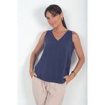 By Saygı Kadın V Yaka Pervazlı İtalyan Cotton Lyocell Bluz