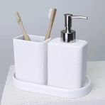 By Selim Linen Beyaz 5 Parça Polyester Banyo Seti