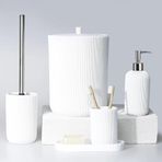 By Selim Lydia Beyaz 5 Parça Polyester Banyo Seti